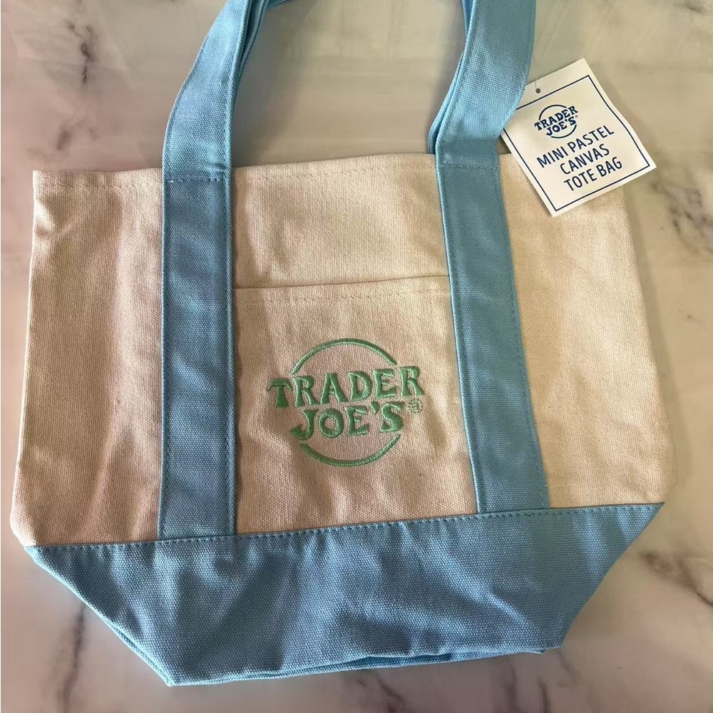 Blue and Cream Canvas Tote Bag